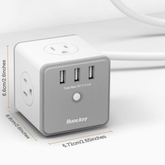 Huntkey 4 Outlets Surge Protector 3 USB Ports 5V/2.4A,5-Foot SMC 40724 Open Box - Picture 4 of 15